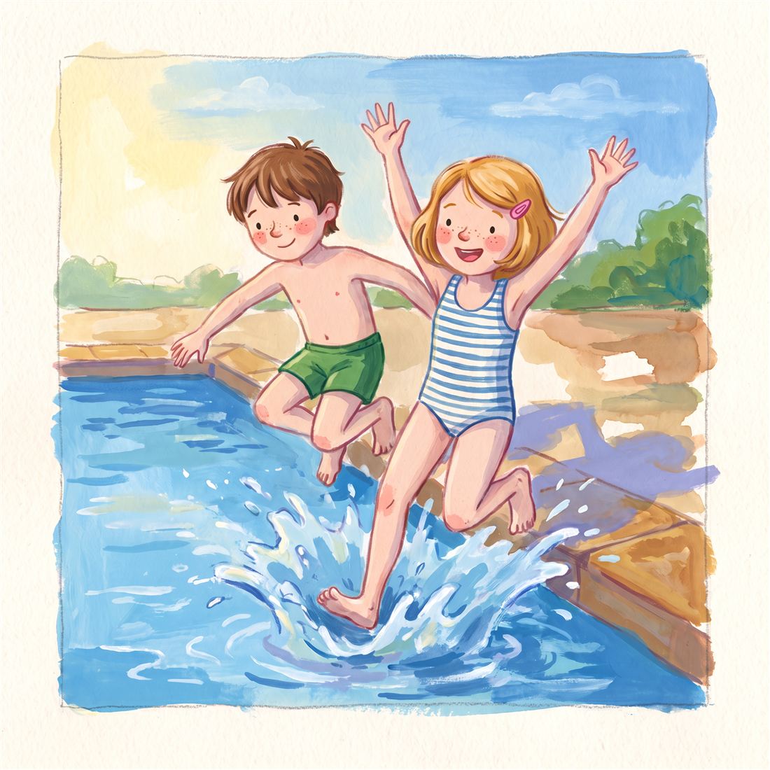 Ilustrace k příběhu Plavky